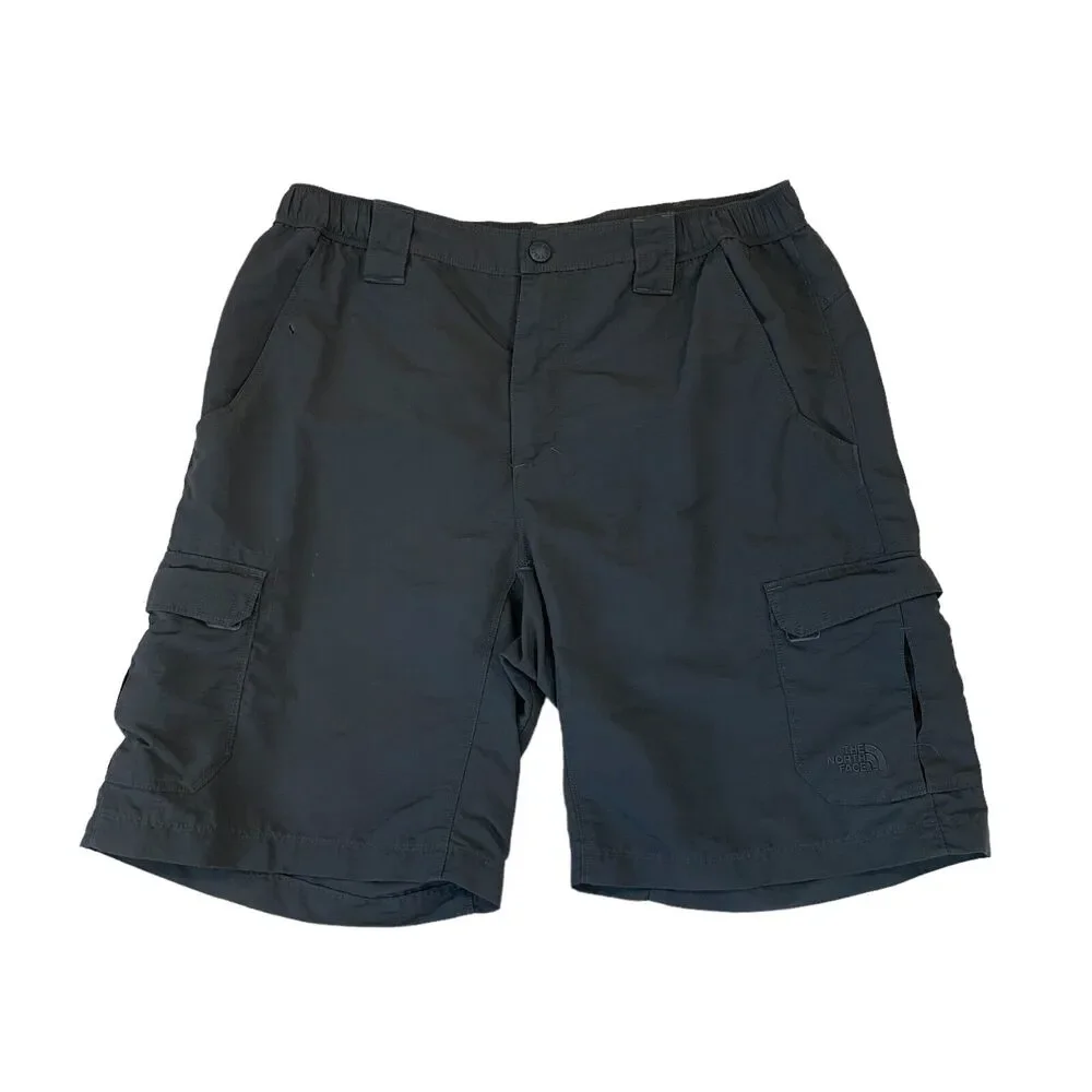 North Face Paramount Peak Cargo Short Men M Charcoal Partial Elastic Waist Nylon